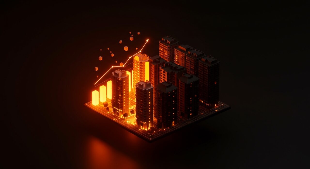 Análisis del mercado inmobiliario en España 2026, mostrando el contraste entre el aumento de precios de la vivienda y la caída en el volumen de compraventas.