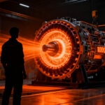 Producción industrial de motores de flujo axial YASA para vehículos eléctricos de alto rendimiento, representando el futuro de la deep-tech.