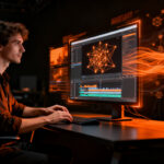 Creador de contenido utilizando herramientas de IA para edición de video, representando la evolución del video marketing en 2026.