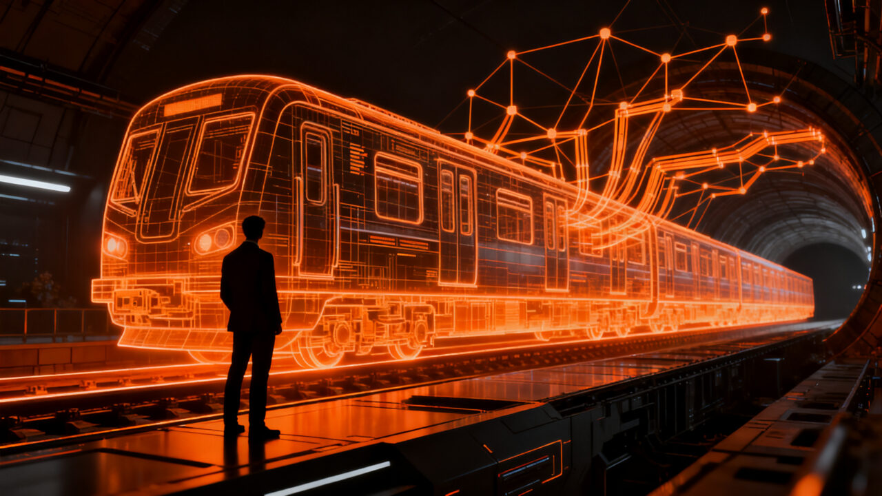 Emprendedor analizando datos de mantenimiento predictivo en el Metro de Santiago, convocatoria startups movilidad.