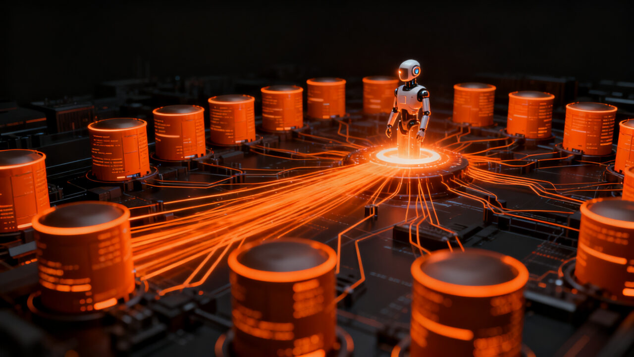 Arquitectura de datos conectados mostrando cómo Microsoft IQ y Rayfin eliminan silos de información en agentes de inteligencia artificial.