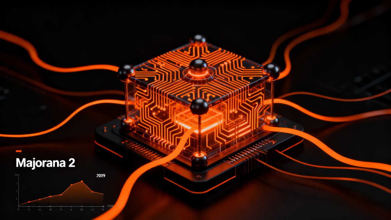 Microsoft Majorana 2 quantum computing processor with topological qubits, representing the quantum computing breakthrough and roadmap 2029 for startups and founders.