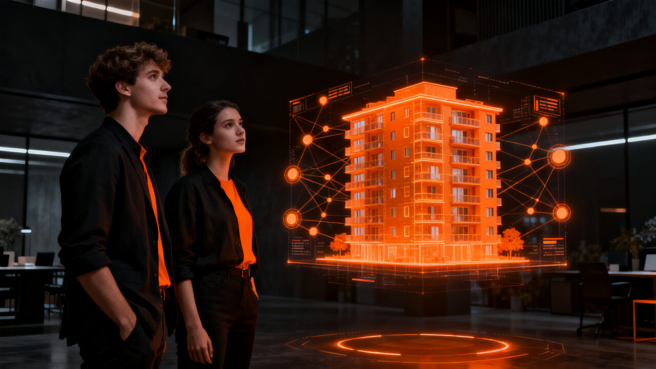 Fundadores de la startup PropTech argentina MOB gestionando alquileres con inteligencia artificial en un entorno digital moderno.