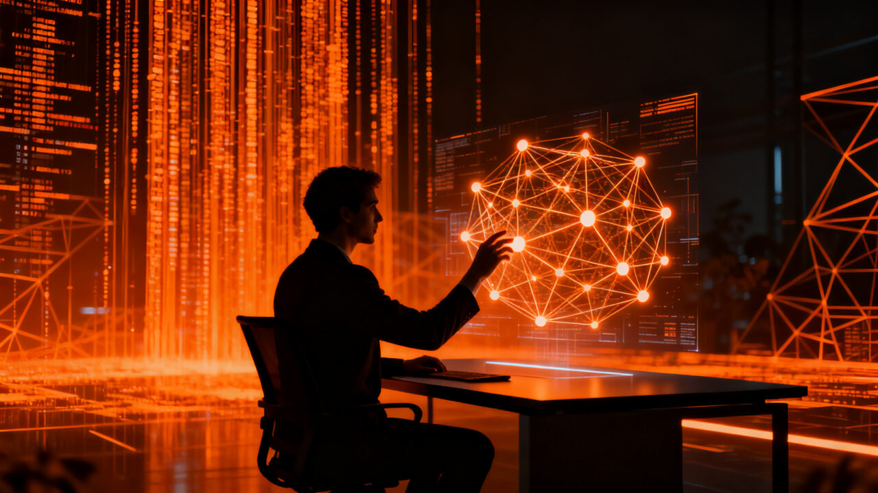 Agente de IA colaborando con un profesional humano para optimizar la eficiencia operativa y automatización en una startup.