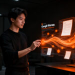 Profesional utilizando IA para sincronización automática de documentación en un entorno de startup moderna.