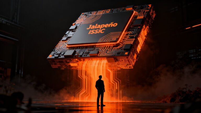 Representación visual de la independencia tecnológica de OpenAI con su nuevo chip Jalapeño para inferencia de IA.