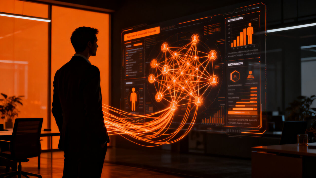 Líder de startup tecnológica analizando datos de IA aplicada a RRHH tras ronda de inversión Serie A.