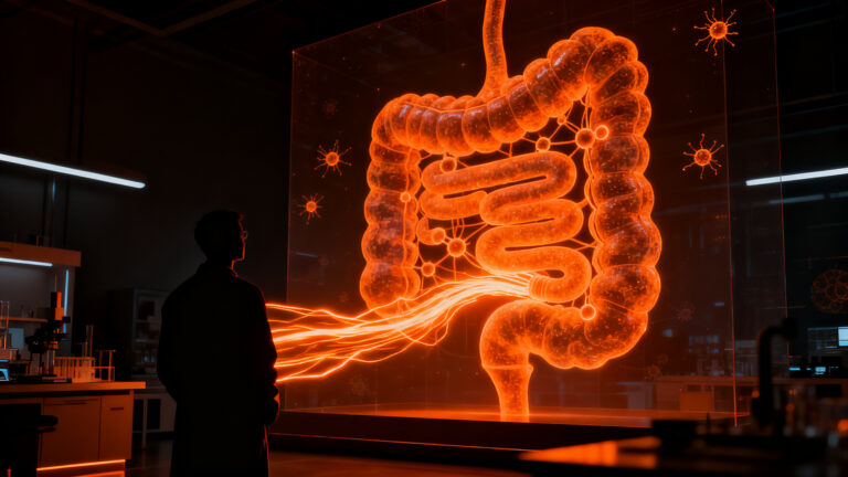 Investigación biotecnológica sobre el impacto de la semaglutida y el microbioma en la salud mental y el eje intestino-cerebro.