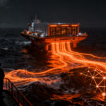 Centro de datos flotante de Panthalassa en alta mar, infraestructura de IA impulsada por energía oceánica.
