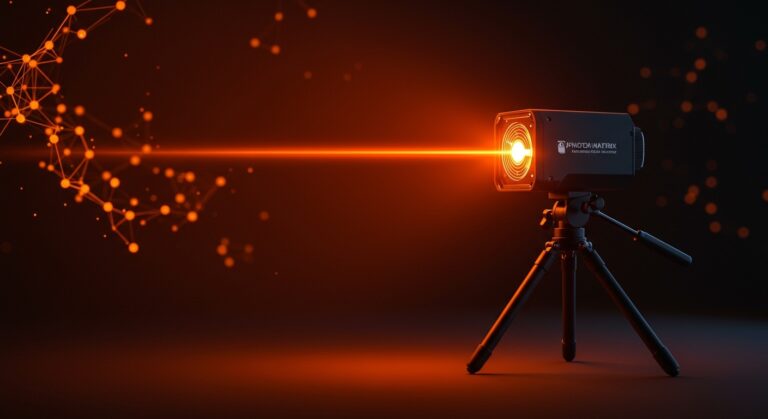 Sistema láser con inteligencia artificial Photon Matrix eliminando mosquitos, innovación en hardware startup y visión artificial.