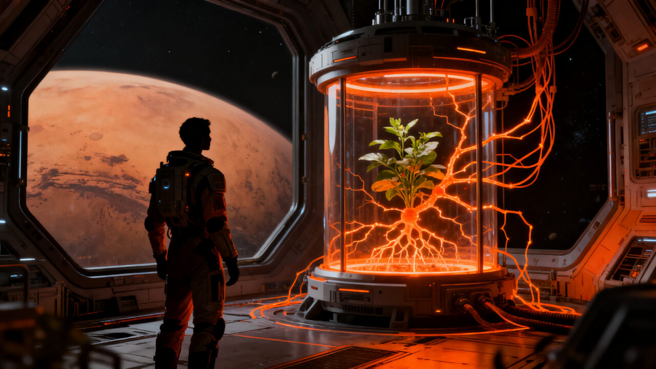 Investigadores desarrollan biotecnología espacial para la producción de fármacos en plantas para misiones a Marte.
