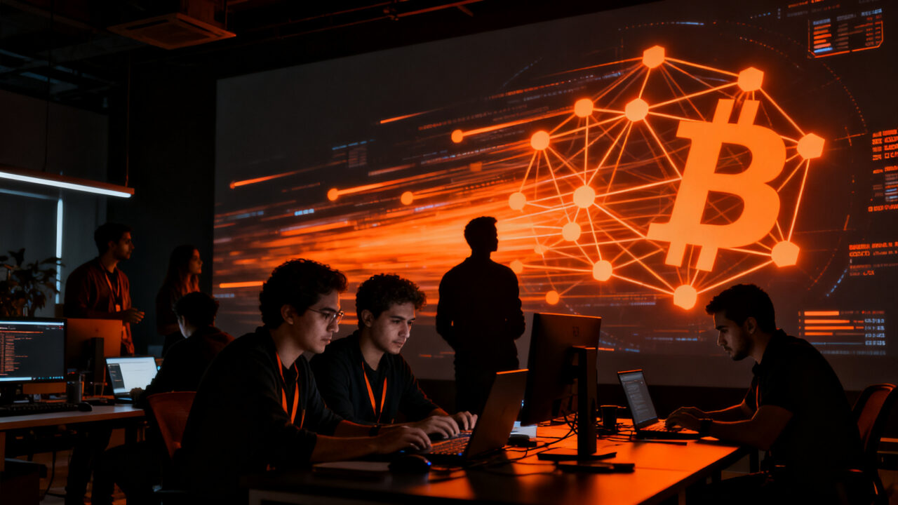Emprendedores y desarrolladores participando en el evento PlebLab Startup Day Bitcoin en Guadalajara.