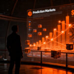 Mercados de predicción financiera y trading digital, representando el crecimiento de Polymarket y Kalshi en el ecosistema startup.