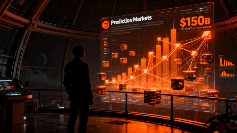 Mercados de predicción financiera y trading digital, representando el crecimiento de Polymarket y Kalshi en el ecosistema startup.