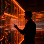 Ingeniero de DevOps revisando código y scripts portables POSIX en una terminal futurista para evitar errores en producción.