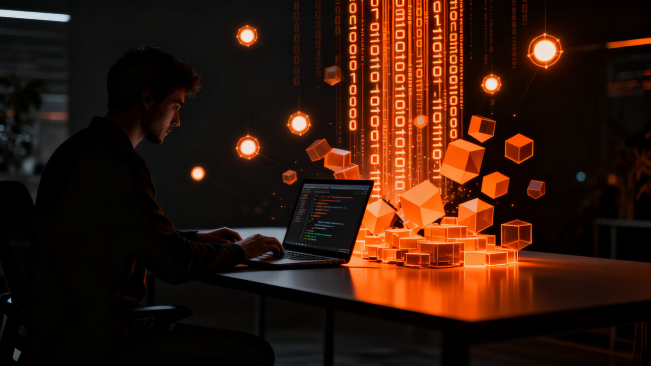 Desarrollador trabajando con memoria persistente para Claude Code, optimizando el uso de tokens y aumentando la productividad.