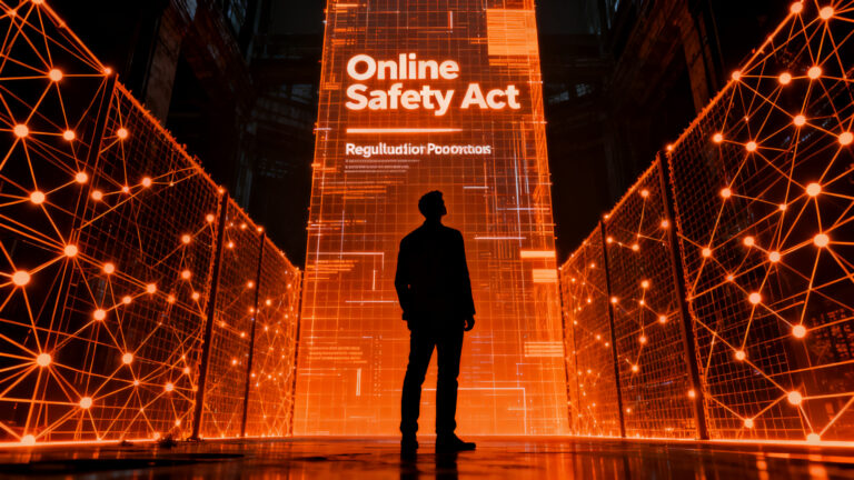 Fundador de startup ante una red de vigilancia digital y regulaciones de privacidad en el Reino Unido.
