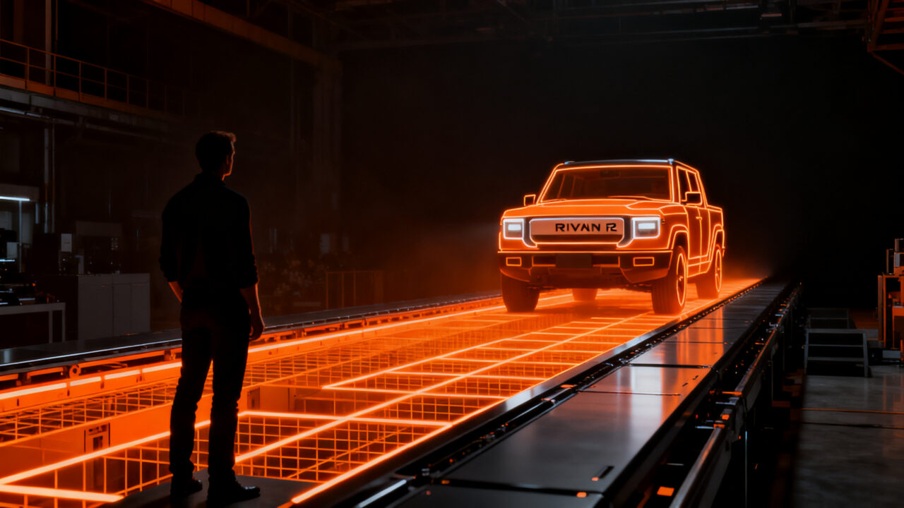 Lanzamiento del SUV eléctrico Rivian R2, representando la escalabilidad y los retos de las startups de hardware en el mercado automotriz.