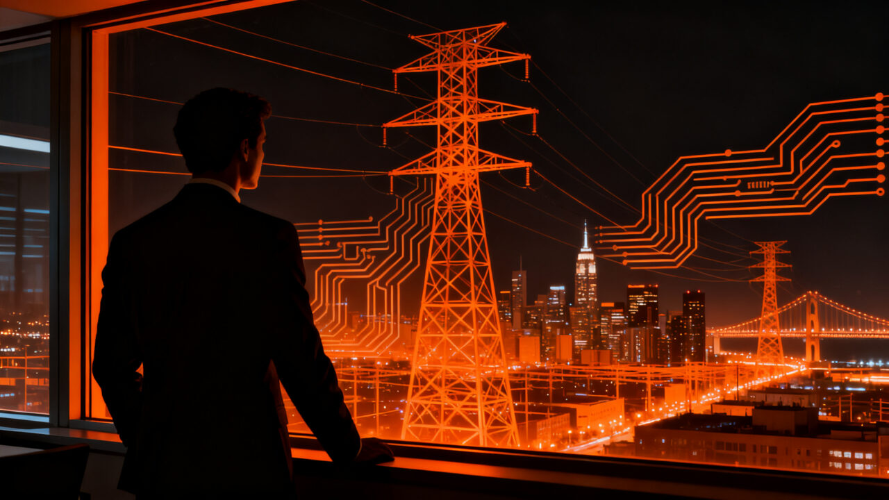 Ciudad de San Francisco y red eléctrica, representando la municipalización de PG&E y el impacto en startups.