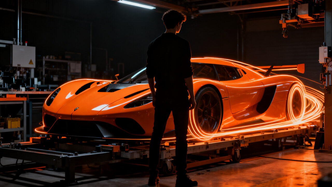 Prototipo de hypercar Sanrivatti, startup de automoción liderada por el fundador uruguayo Santiago Sánchez Rivero, representando innovación automotriz deep tech.