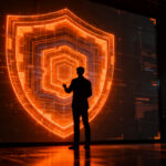 Seguridad IA empresarial: profesional protegiendo datos de startup contra inyección de prompts en ChatGPT.