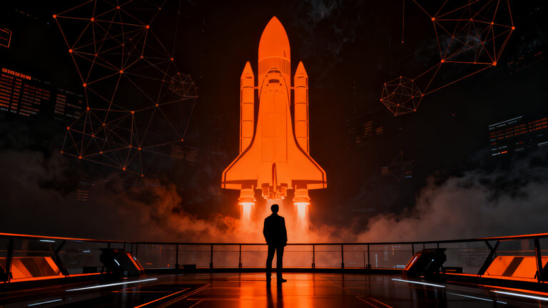 Lanzamiento histórico de SpaceX a bolsa, simbolizando la valoración de una startup deeptech y el futuro de la inversión espacial.
