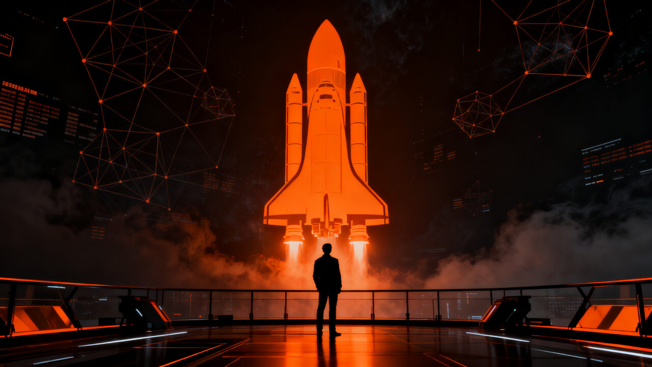 Lanzamiento histórico de SpaceX a bolsa, simbolizando la valoración de una startup deeptech y el futuro de la inversión espacial.