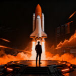Salida a bolsa de SpaceX en Nasdaq, representando el éxito de una startup tecnológica y el impacto en los mercados de capitales.
