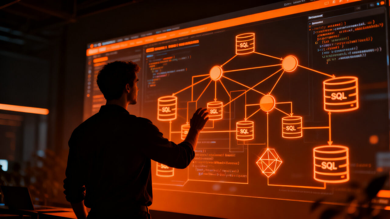 Desarrollador visualizando un diagrama entidad relación en navegador, herramienta gratuita para startups sin subir datos.