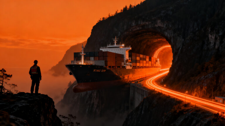 El túnel marítimo Stad Ship en Noruega, una obra de ingeniería naval para la logística sostenible y el transporte marítimo.