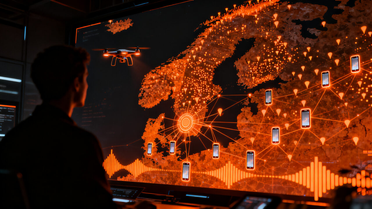 Red de detección acústica de drones mediante smartphones, tecnología dual y crowdsourcing en el Báltico.