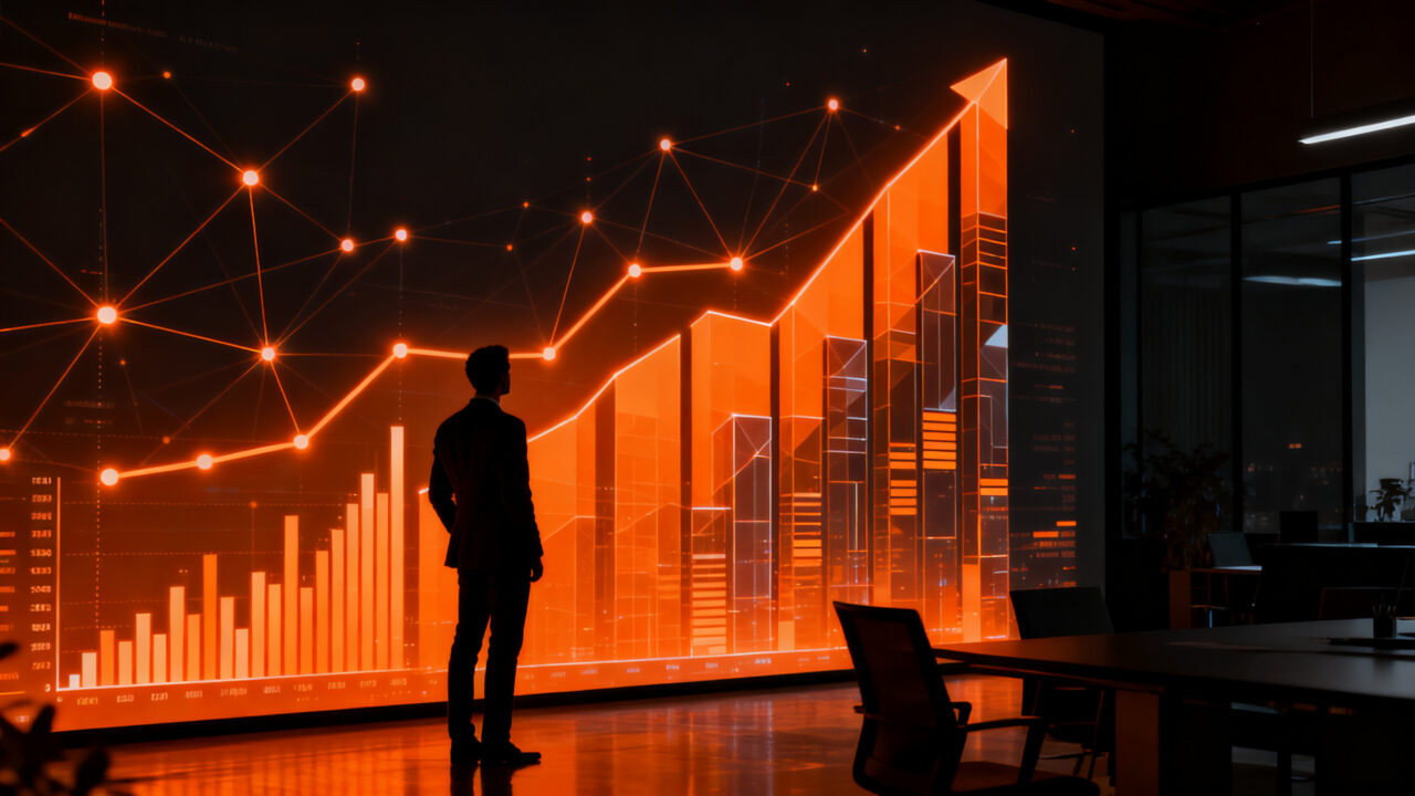 Emprendedores analizando un mapa financiero digital, representando el éxito de las rondas de inversión en startups españolas.