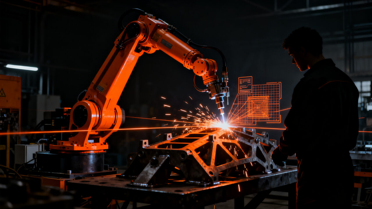 Célula de soldadura robótica SynerBot automatizando procesos industriales para PYMES en el contexto de la Industria 4.0.