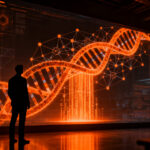 Fundador de startup biotech analizando datos de longevidad con IA, representando la ronda de inversión de Terraflos.