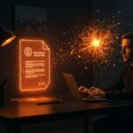 Representación conceptual de la regulación de IA y startups bajo la orden ejecutiva de Trump, con estética de tecnología y política.