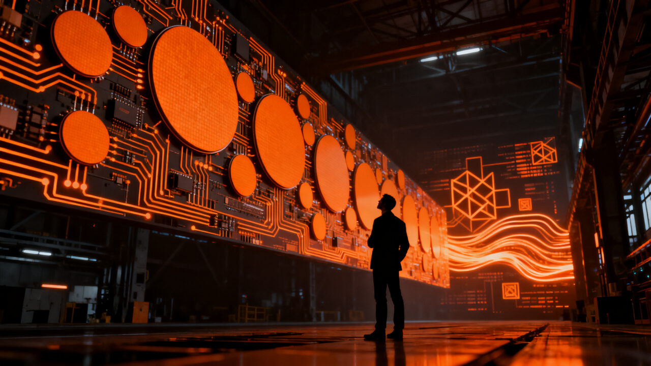CEO de startup analizando escasez de chips IA y semiconductores en un entorno tecnológico avanzado.