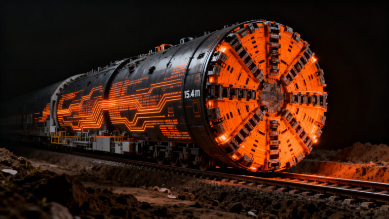 Tuneladora gigante de 15,4 metros con inteligencia artificial de China para trenes de alta velocidad, representando la innovación en automatización industrial.