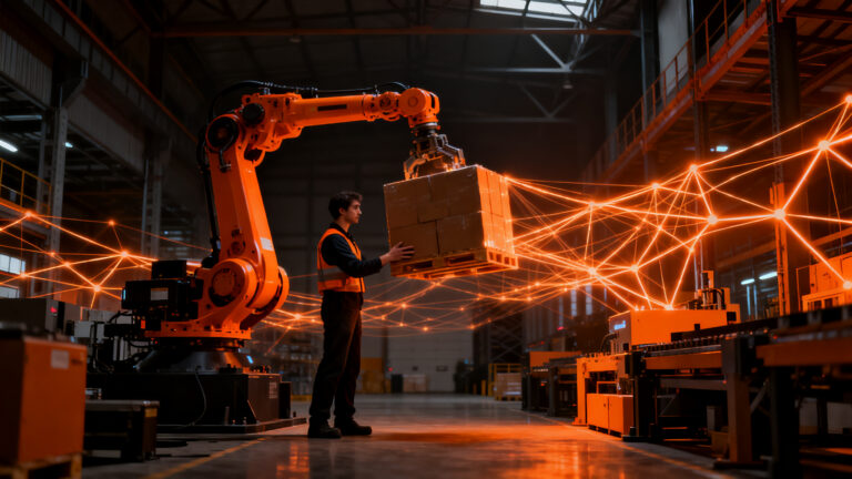 Automatización intralogística en almacenes mejorando la seguridad y ergonomía del trabajador en entornos industriales.