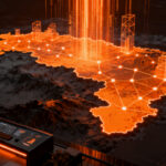 Emprendedor analizando un mapa digital de Venezuela con gráficos de crecimiento, representando oportunidades de inversión y el auge del ecosistema startup en 2026.