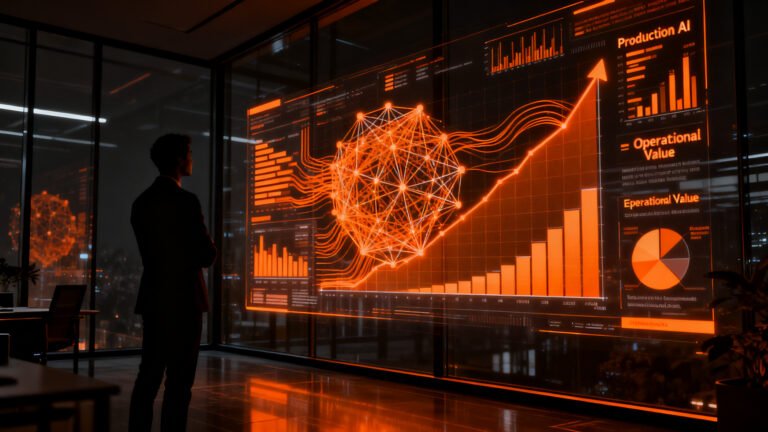 Estrategia de fundraising en 2026: inversor analizando métricas de IA aplicada en startup enterprise.