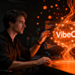 Desarrollador trabajando con VibeOS, el primer sistema operativo nativo de IA para automatización de software.