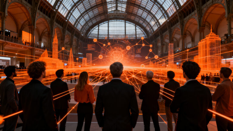 Emprendedores en VivaTech París 2026 conectando en el mayor ecosistema de startups tecnológicas de Europa.