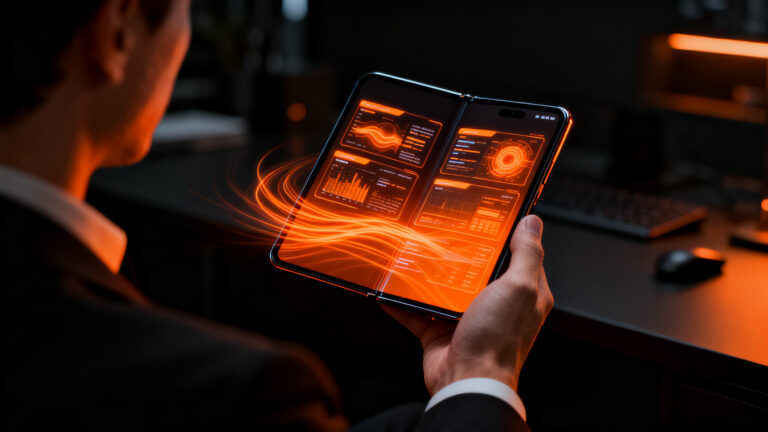Smartphone plegable vivo X Fold6 con alta capacidad de batería y multitarea avanzada para emprendedores.