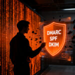 Especialista en ciberseguridad analizando vulnerabilidades de email y protocolos DMARC para proteger startups.