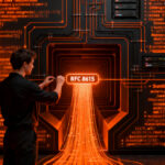 Arquitecto de software configurando una red de conexiones digitales, representando la implementación técnica de Well-Known URIs y RFC 8615 en startups.