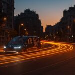 Robotaxis autónomos de WeRide y Uber circulando por las calles de Madrid, representando el futuro de la movilidad urbana y la tecnología de vehículos sin conductor.