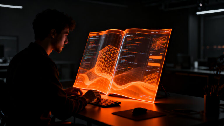 Desarrollador trabajando en una interfaz adaptable para el nuevo iPhone plegable durante la WWDC 2026.