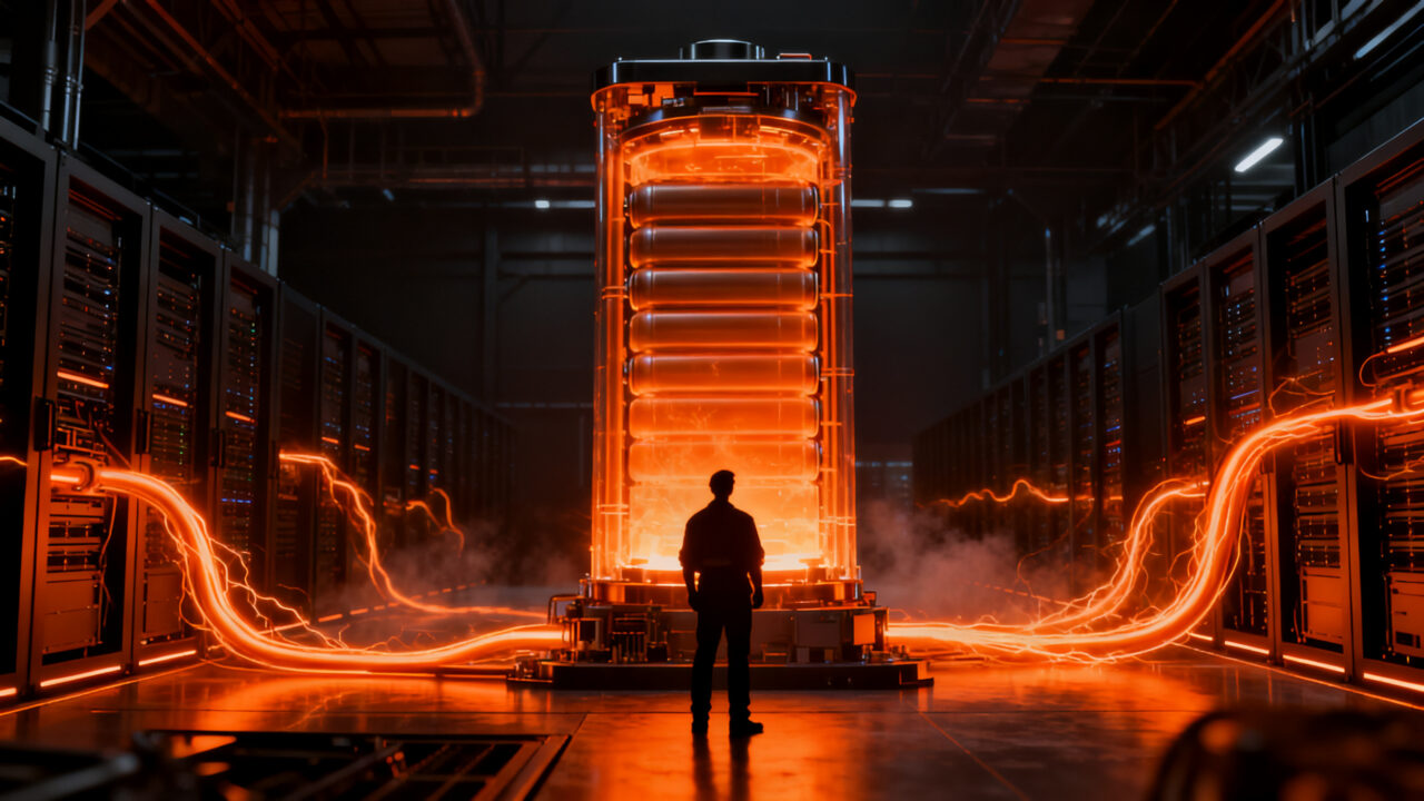 Inversión en baterías térmicas para data centers de IA, representando el futuro de la infraestructura energética sostenible de Antora Energy.