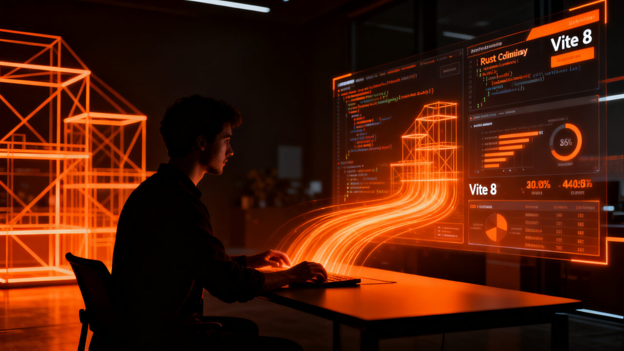 Desarrollador web optimizando una interfaz de alto rendimiento con tecnología Astro 7 y Rust para startups tech.