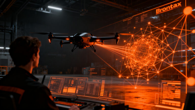 Dron autónomo de combate de BAE Systems Brontanax, representando el futuro de la IA aplicada a la defensa y el hardware militar.